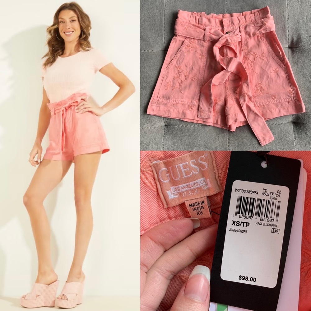 NWT GUESS Janna Shorts Floral Embroidery Super High Rise